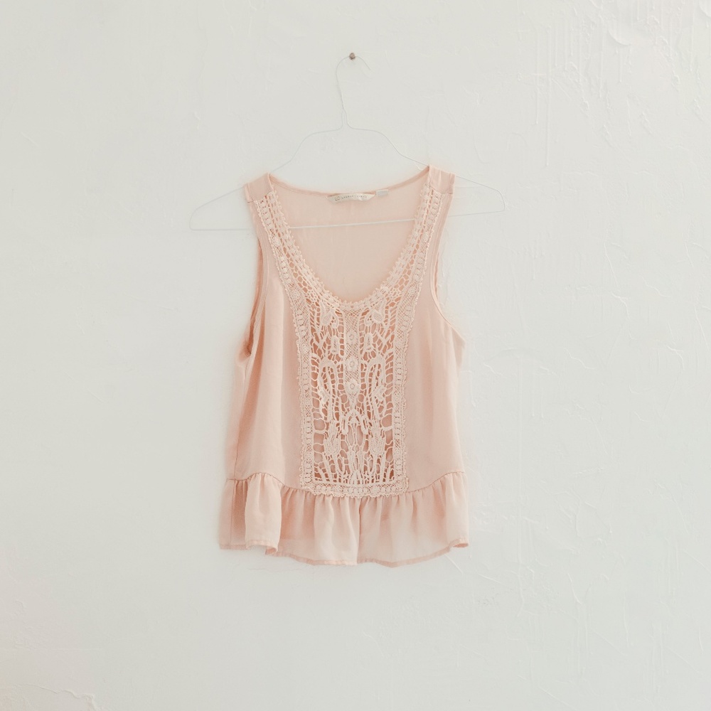 L C lace peplum tank